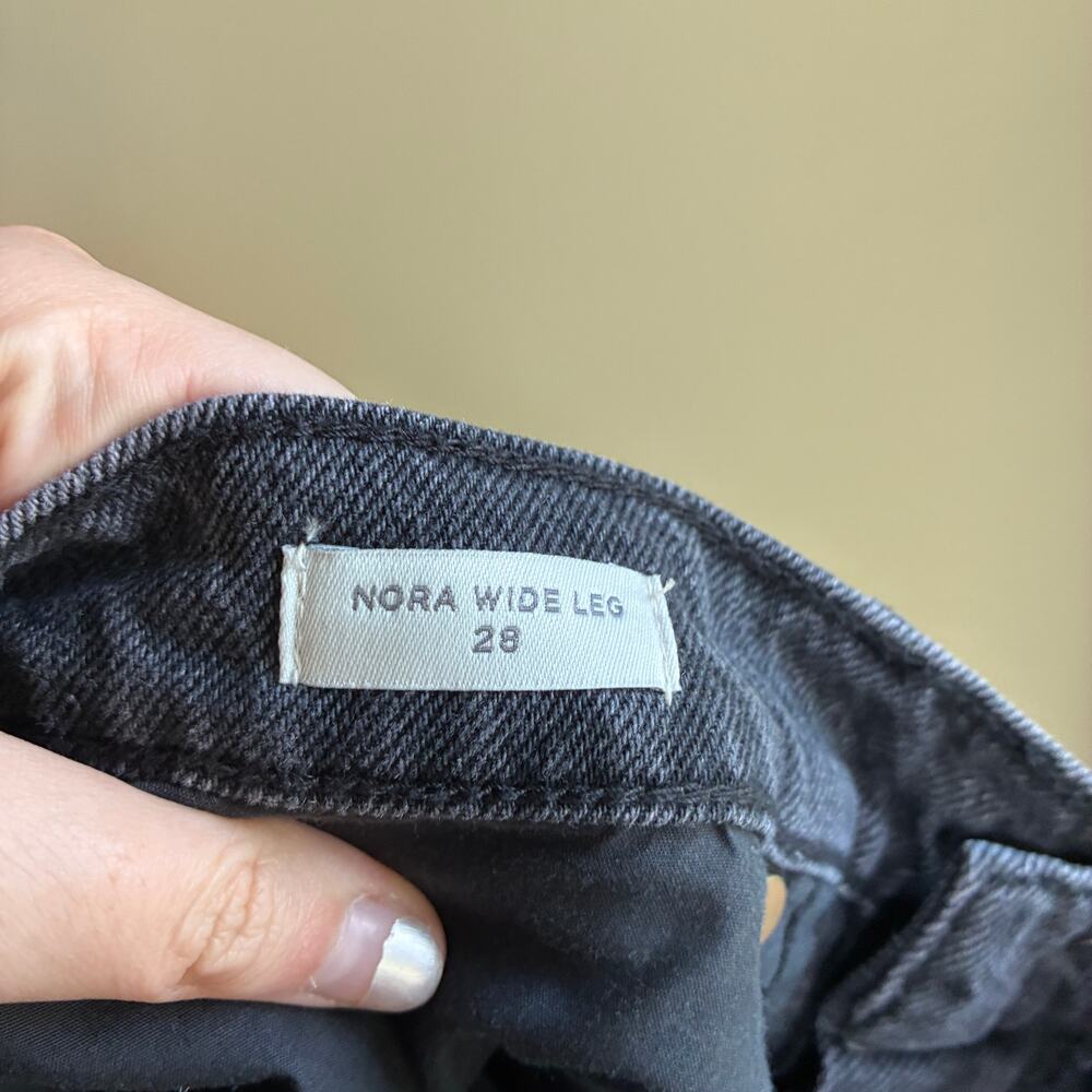 Pacsun nora wide leg black jeans raw hem women's size 28 100% cotton pants - Picture 8 of 9